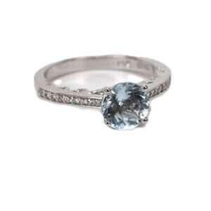 Effy Aquamarine Diamond 14K White Gold Ring Aquarius Collection Size 6.75 NWOT